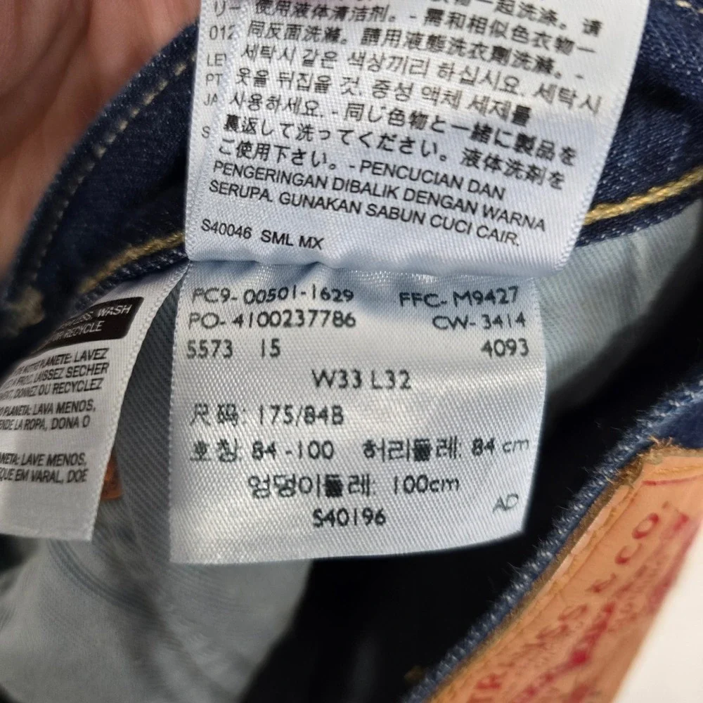 Levis 501 Original Fit Jeans Mens 33x32 Dark Wash Straight Leg Indigo 00501-1629